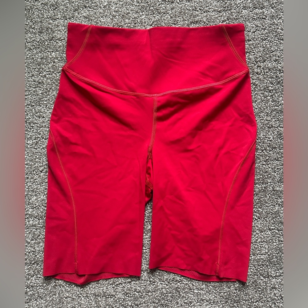 Women's Red High-Waisted Bike Shorts